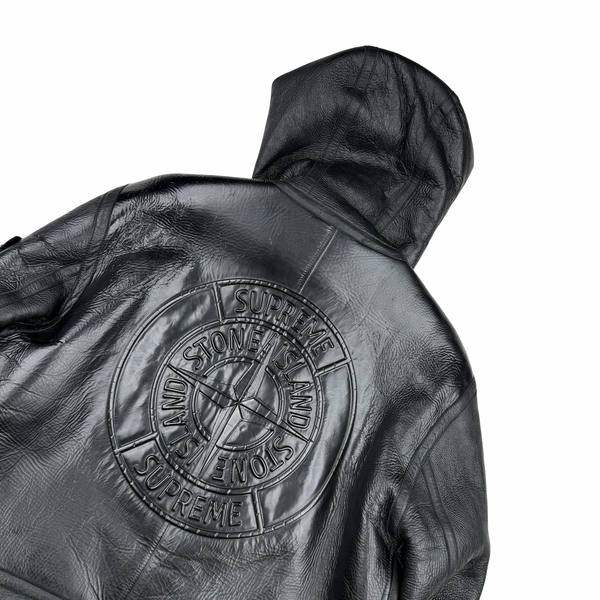 Stone Island X Supreme Hand Painted Hooded Shearling Jacket - Small