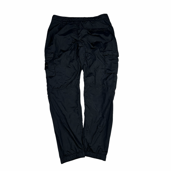 Stone Island Black Seersucker Nylon Rip Stop Cargo Trousers - 34"