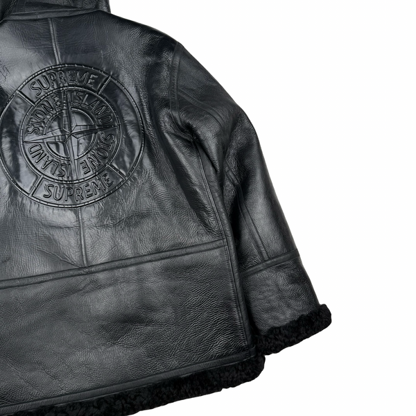 Stone Island X Supreme Hand Painted Hooded Shearling Jacket - Small