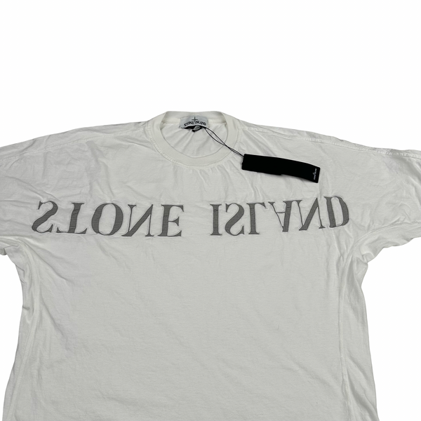 Stone Island 2022 White Reverse Spellout T Shirt - Large