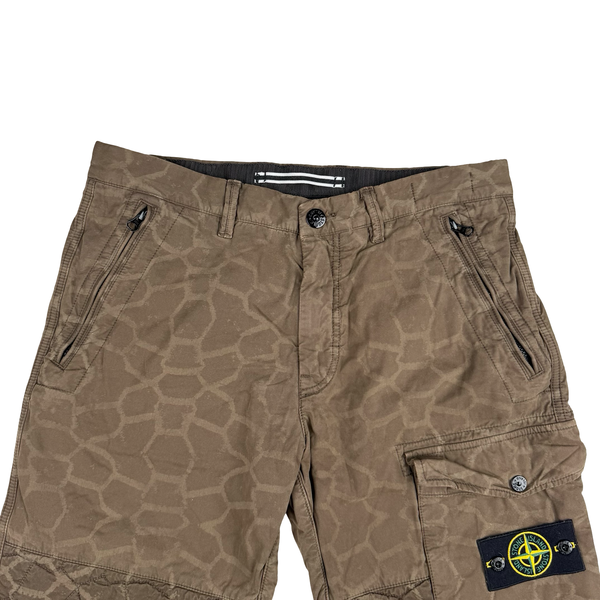Stone Island 2014 Rare Brown Geometric RE-T Lined Cargo Trousers  - 32"