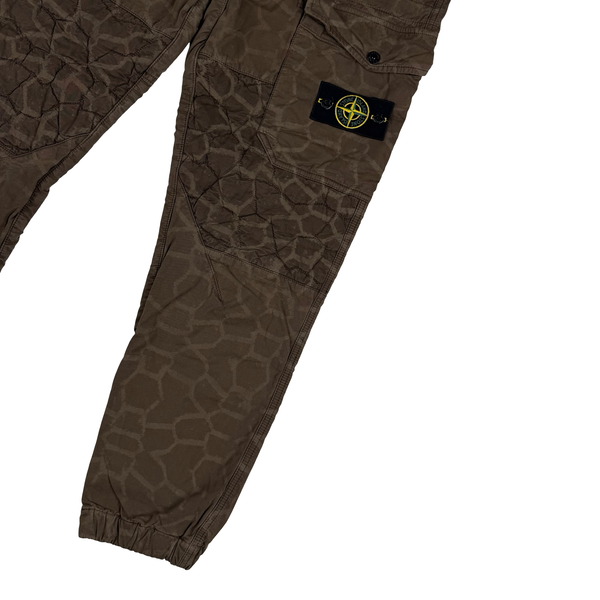 Stone Island 2014 Rare Brown Geometric RE-T Lined Cargo Trousers  - 32"
