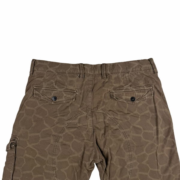 Stone Island 2014 Rare Brown Geometric RE-T Lined Cargo Trousers  - 32"