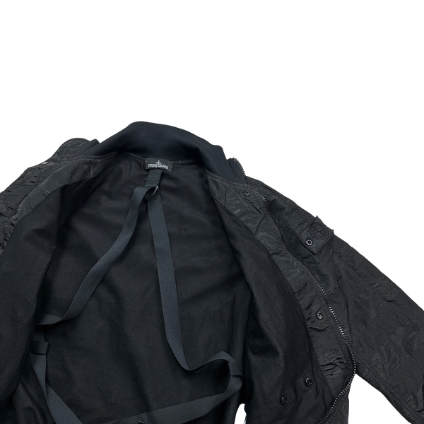 Stone Island 2020 Black Striped Nylon Metal Jacket - Small