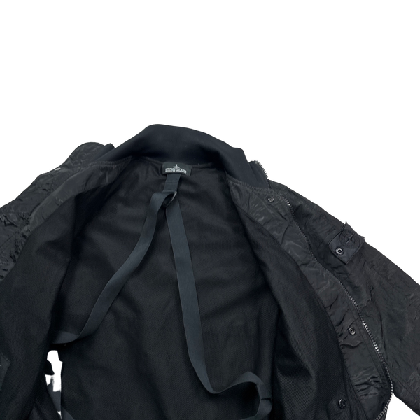 Stone Island 2020 Black Striped Nylon Metal Jacket - Small