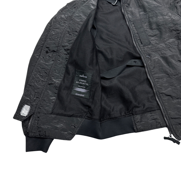 Stone Island 2020 Black Striped Nylon Metal Jacket - Small