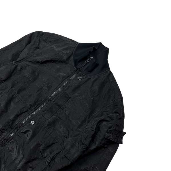 Stone Island 2020 Black Striped Nylon Metal Jacket - Small