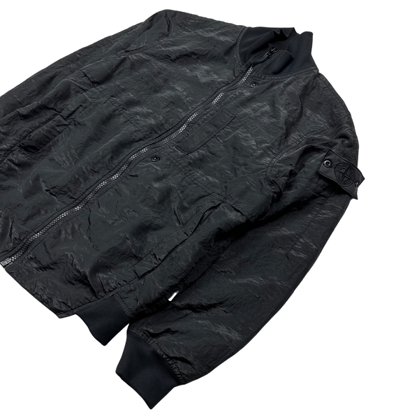 Stone Island 2020 Black Striped Nylon Metal Jacket - Small