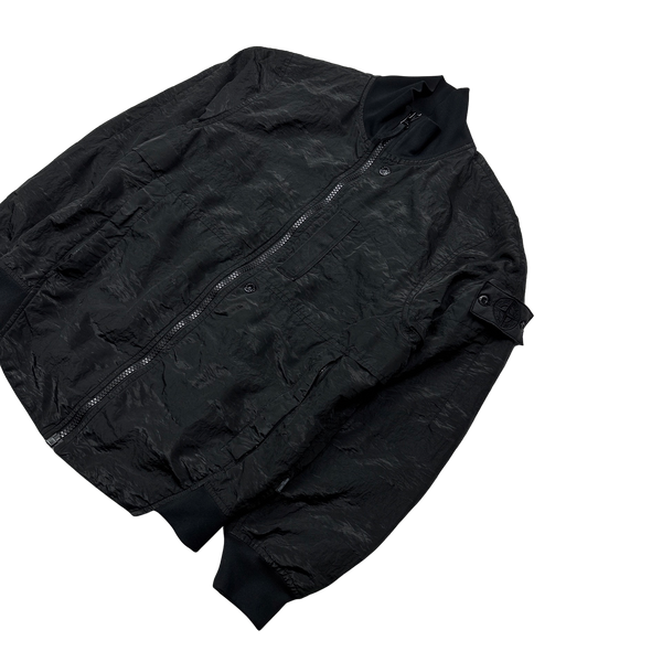 Stone Island 2020 Black Striped Nylon Metal Jacket - Small