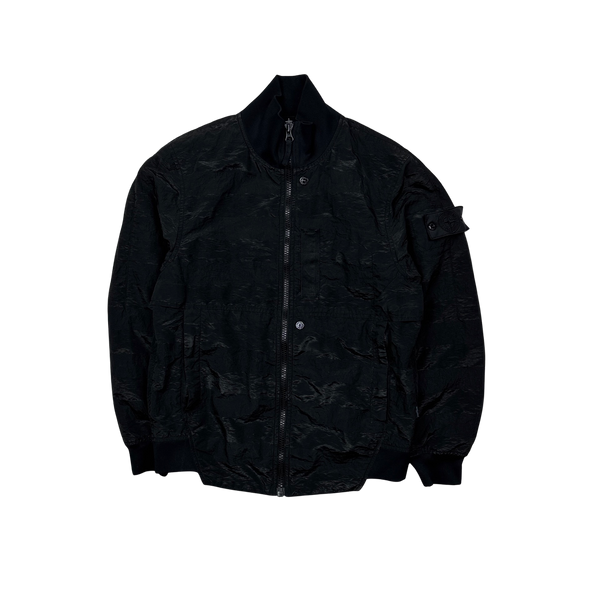 Stone Island 2020 Black Striped Nylon Metal Jacket - Small