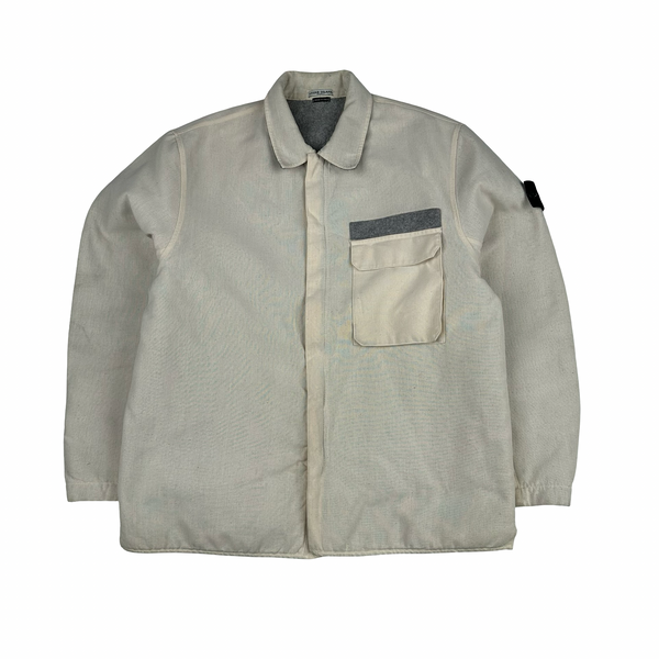 Stone Island 2003 Cream Heavyweight Lined Cotton Chore Jacket - XL