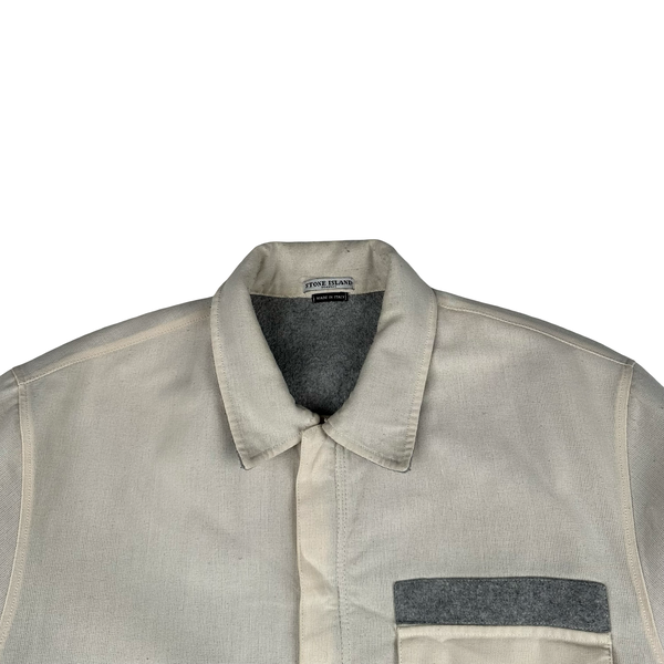 Stone Island 2003 Cream Heavyweight Lined Cotton Chore Jacket - XL
