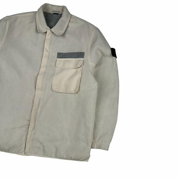 Stone Island 2003 Cream Heavyweight Lined Cotton Chore Jacket - XL