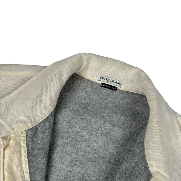 Stone Island 2003 Cream Heavyweight Lined Cotton Chore Jacket - XL
