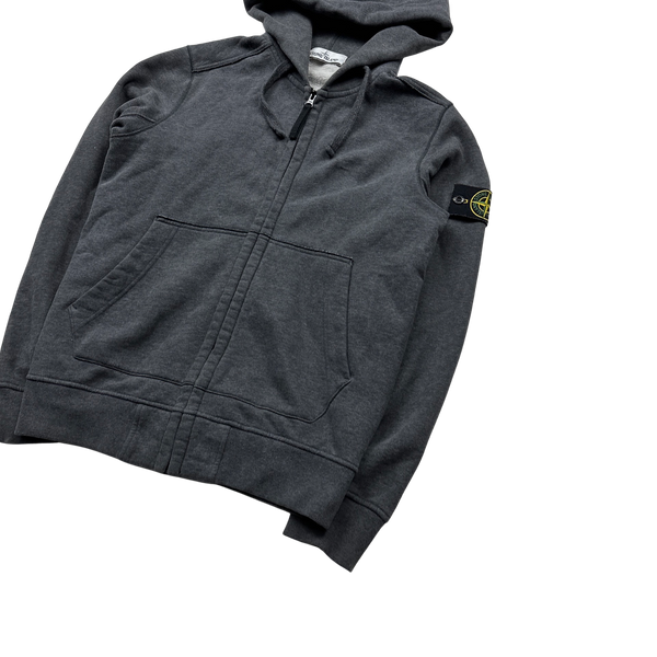 Stone Island 2018 Dark Grey Zipped Cotton Hoodie - Small