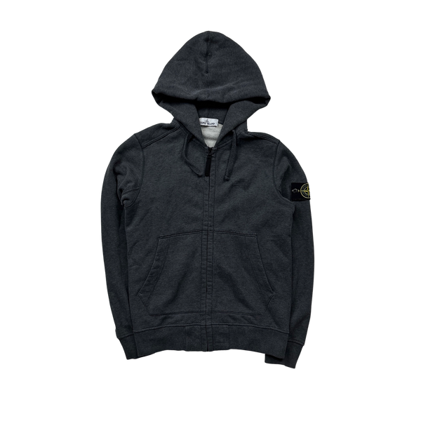 Stone Island 2018 Dark Grey Zipped Cotton Hoodie - Small