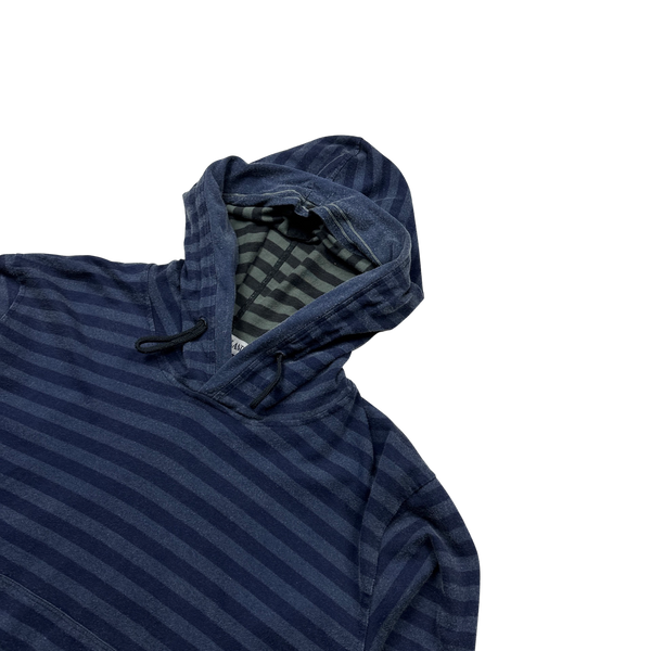 Stone Island 2008 Navy Striped Stretch Cotton Hoodie - Medium