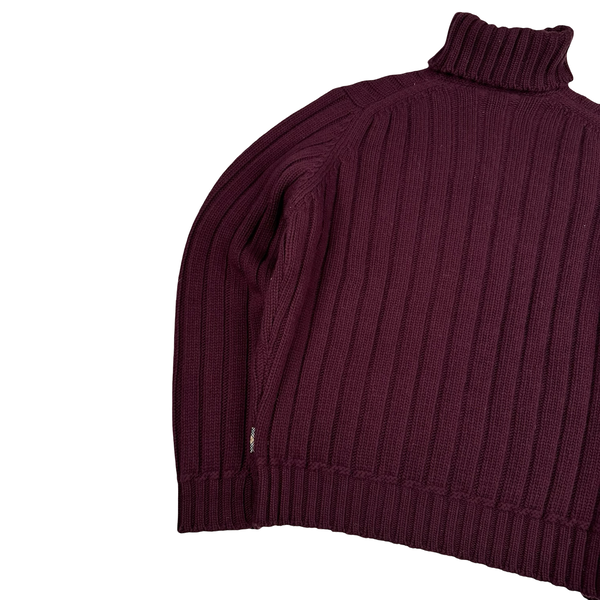 Burberry Burgundy Turtle Neck Wool Knit Jumper - Large