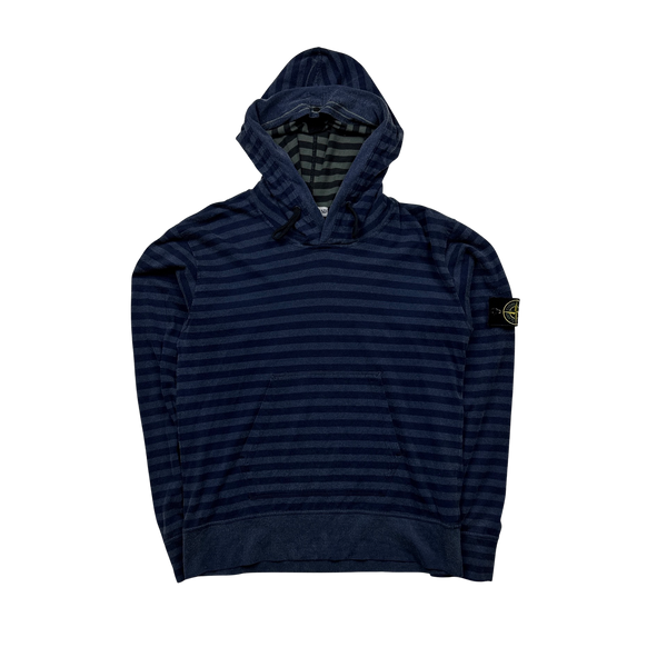 Stone Island 2008 Navy Striped Stretch Cotton Hoodie Medium Mat s Island
