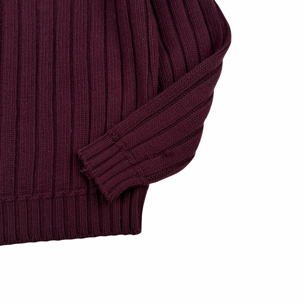 Burberry Burgundy Turtle Neck Wool Knit Jumper - Large