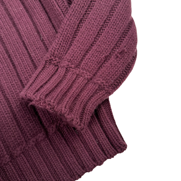 Burberry Burgundy Turtle Neck Wool Knit Jumper - Large