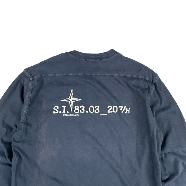 Stone Island Vintage 2003 Long Sleeve Cotton Spell Out T Shirt - Large