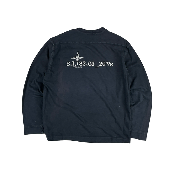 Stone Island Vintage 2003 Long Sleeve Cotton Spell Out T Shirt - Large