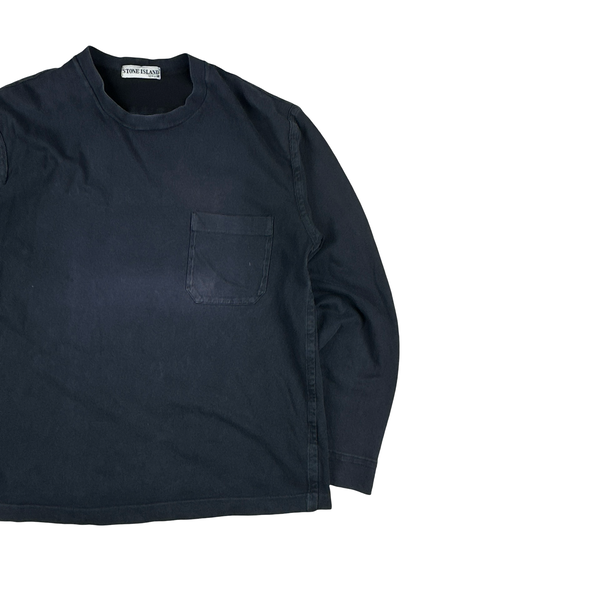 Stone Island Vintage 2003 Long Sleeve Cotton Spell Out T Shirt - Large