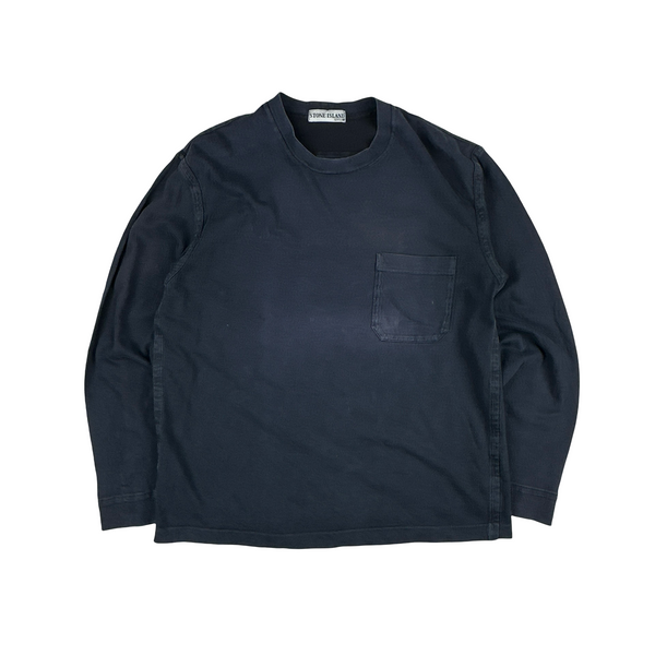 Stone Island Vintage 2003 Long Sleeve Cotton Spell Out T Shirt - Large