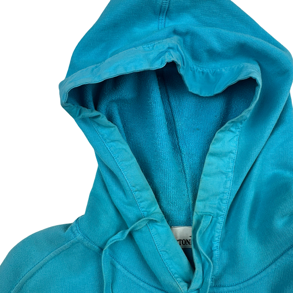 Stone Island 2015 Bright Blue Cotton Pullover Hoodie - Medium