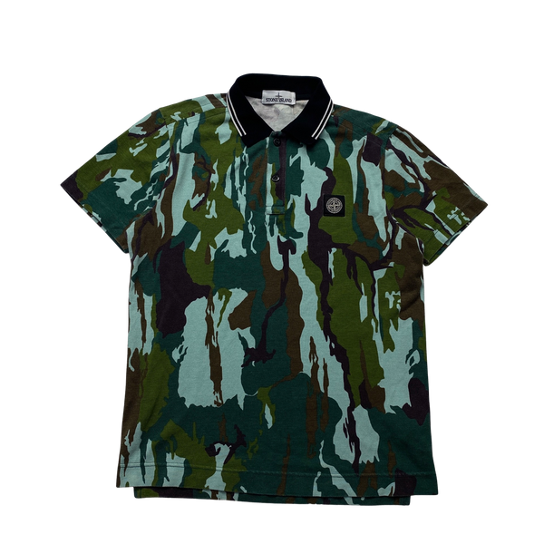 Stone Island Multicolour Camo Slim Fit Polo Shirt Medium
