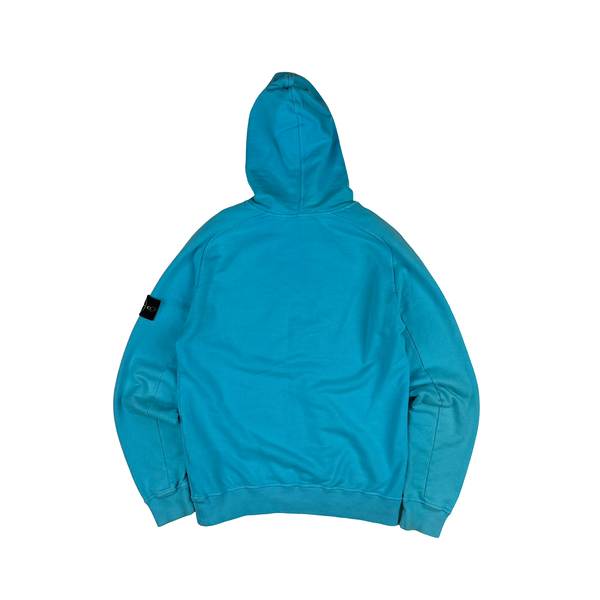 Stone Island 2015 Bright Blue Cotton Pullover Hoodie - Medium