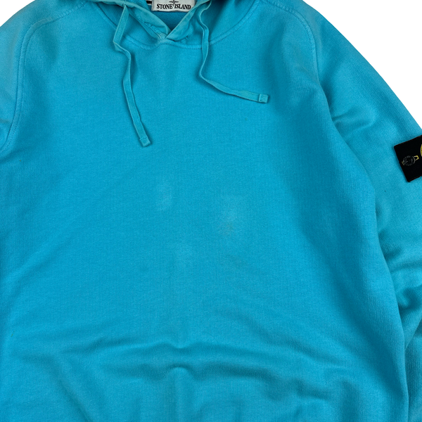 Stone Island 2015 Bright Blue Cotton Pullover Hoodie - Medium