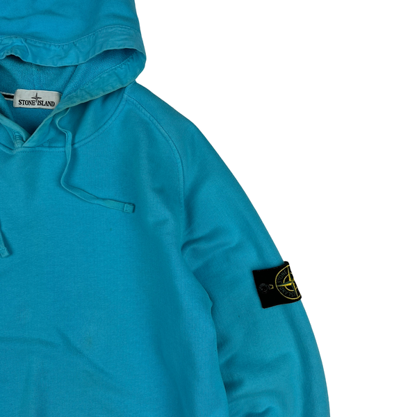 Stone Island 2015 Bright Blue Cotton Pullover Hoodie - Medium