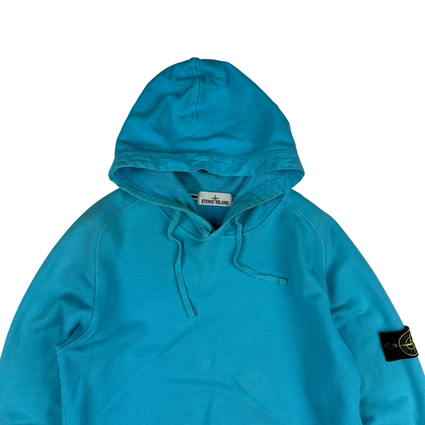 Stone Island 2015 Bright Blue Cotton Pullover Hoodie - Medium