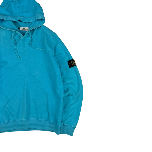 Stone Island 2015 Bright Blue Cotton Pullover Hoodie - Medium