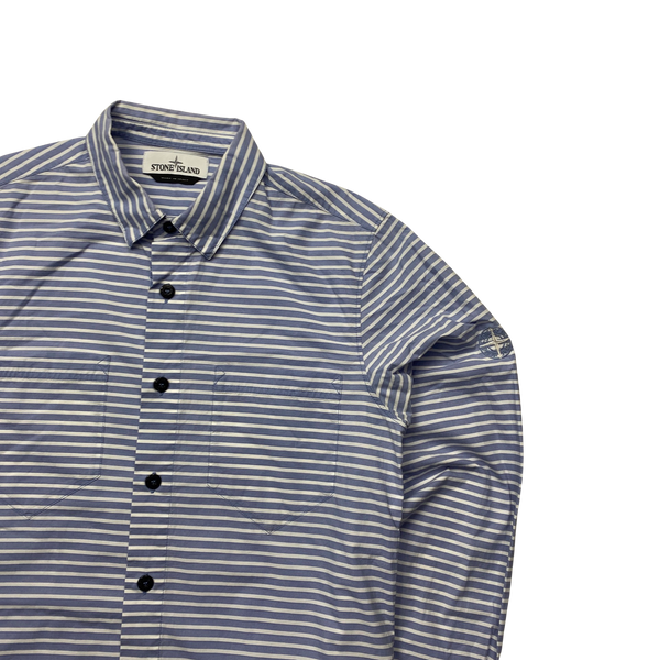 Stone Island 2019 Blue Striped Buttoned Shirt - Small