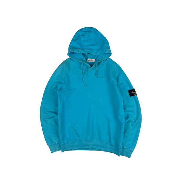 Stone Island 2015 Bright Blue Cotton Pullover Hoodie - Medium