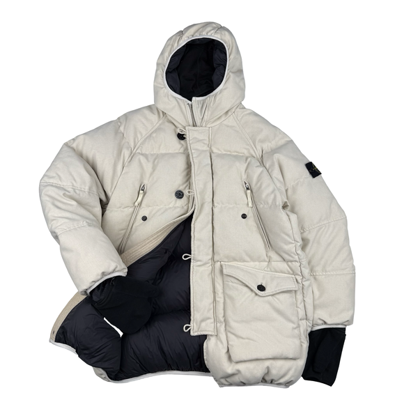 Stone Island 2015 Ivory Polypropylene Tele Puffer Jacket - Medium