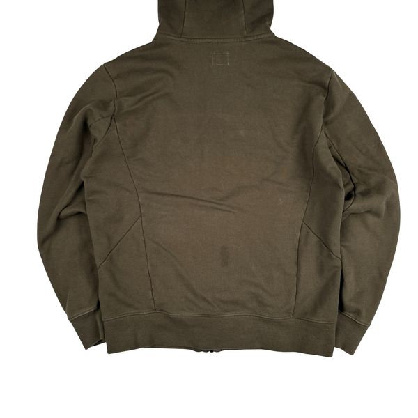 CP Company Khaki Goggle Cotton Zip Up Hoodie - Large