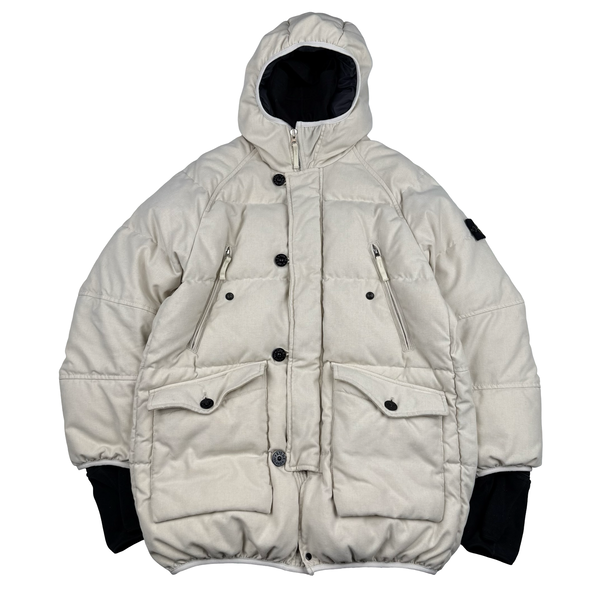 Stone Island 2015 Ivory Polypropylene Tele Puffer Jacket - Medium