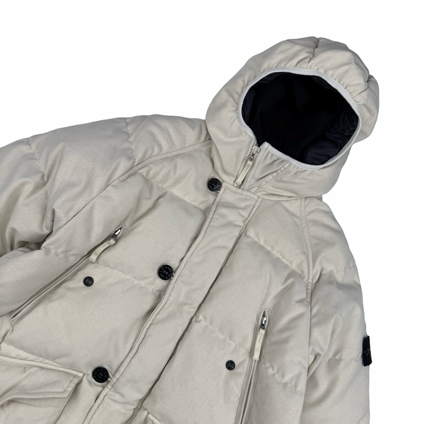 Stone Island 2015 Ivory Polypropylene Tele Puffer Jacket - Medium