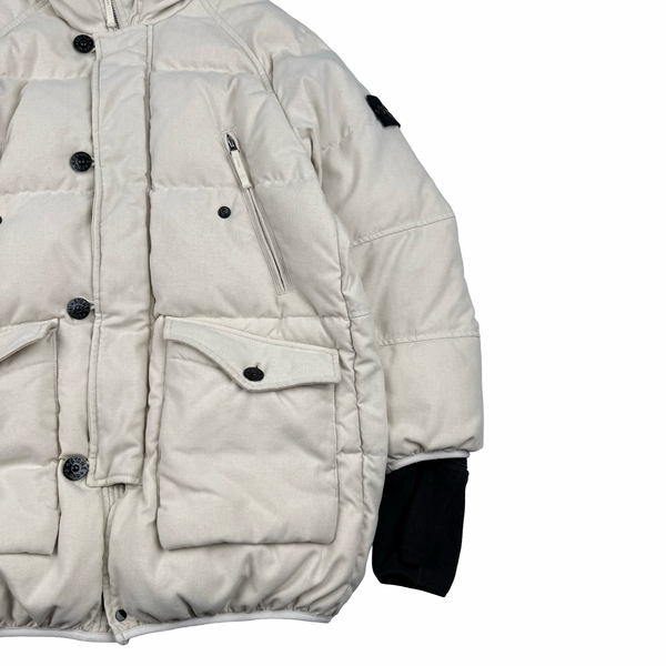 Stone Island 2015 Ivory Polypropylene Tele Puffer Jacket - Medium