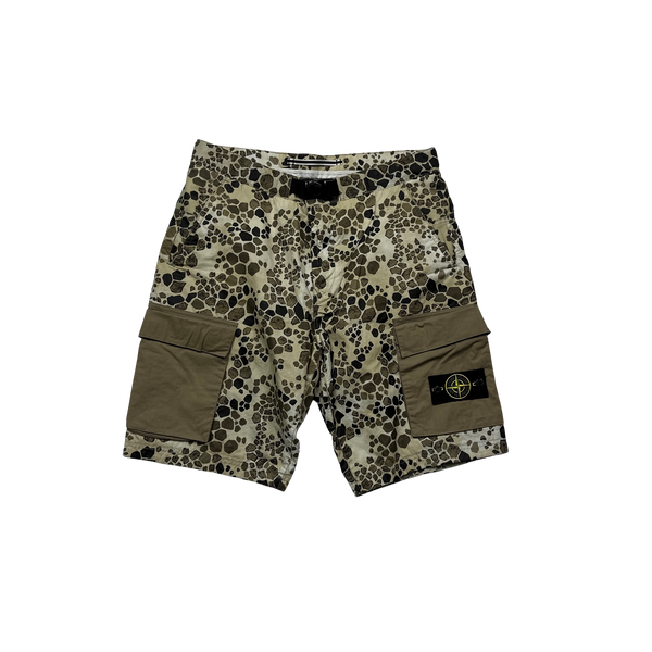 Stone Island 2018 Beige Alligator Camo Shorts 33 Mat s Island
