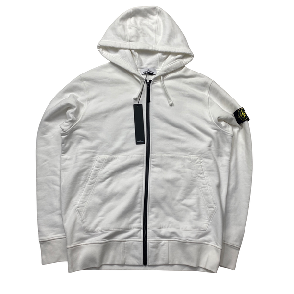 Stone Island 2022 White Cotton Zipped Hoodie - XL