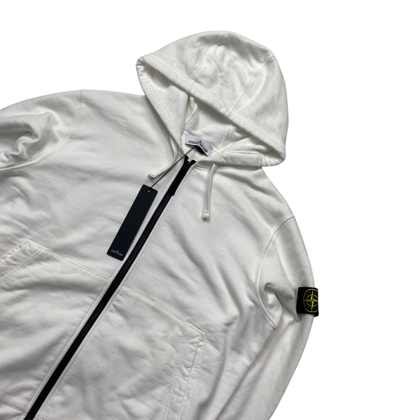 Stone Island 2022 White Cotton Zipped Hoodie - XL