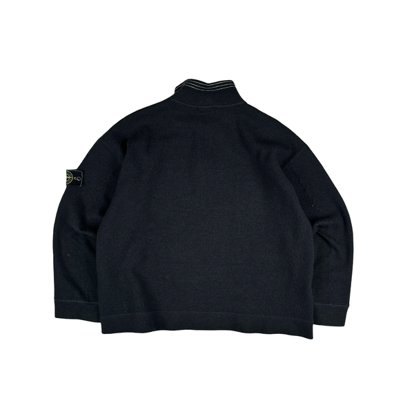 Stone Island AW 1995 Vintage Wool Blend Zipped Neck Pullover Jumper - XXL