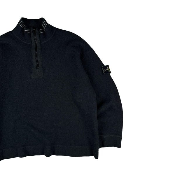 Stone Island AW 1995 Vintage Wool Blend Zipped Neck Pullover Jumper - XXL