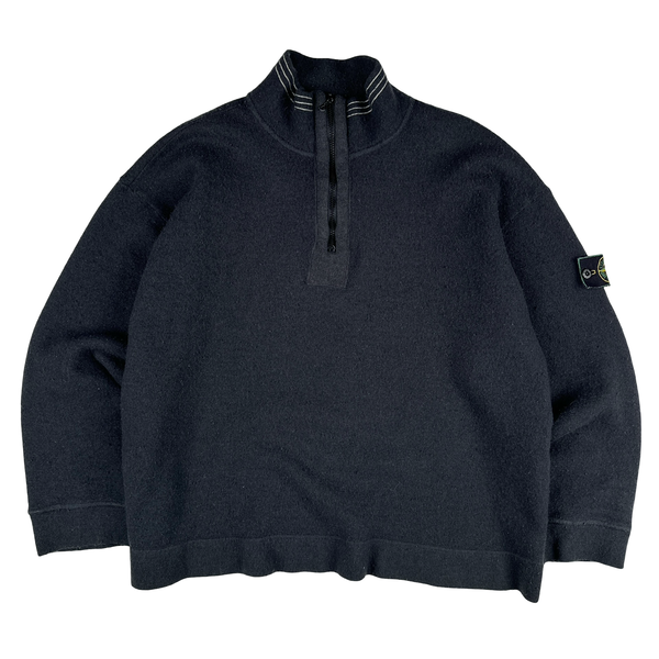 Stone Island AW 1995 Vintage Wool Blend Zipped Neck Pullover Jumper - XXL