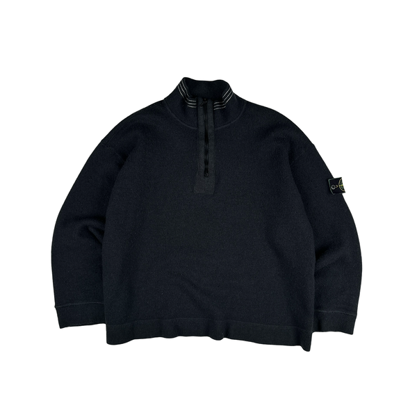 Stone Island AW 1995 Vintage Wool Blend Zipped Neck Pullover Jumper - XXL